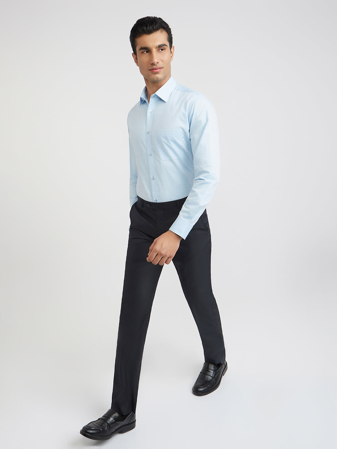Raymond Blue Structure Slim Fit Full Sleeve Cotton Shirt