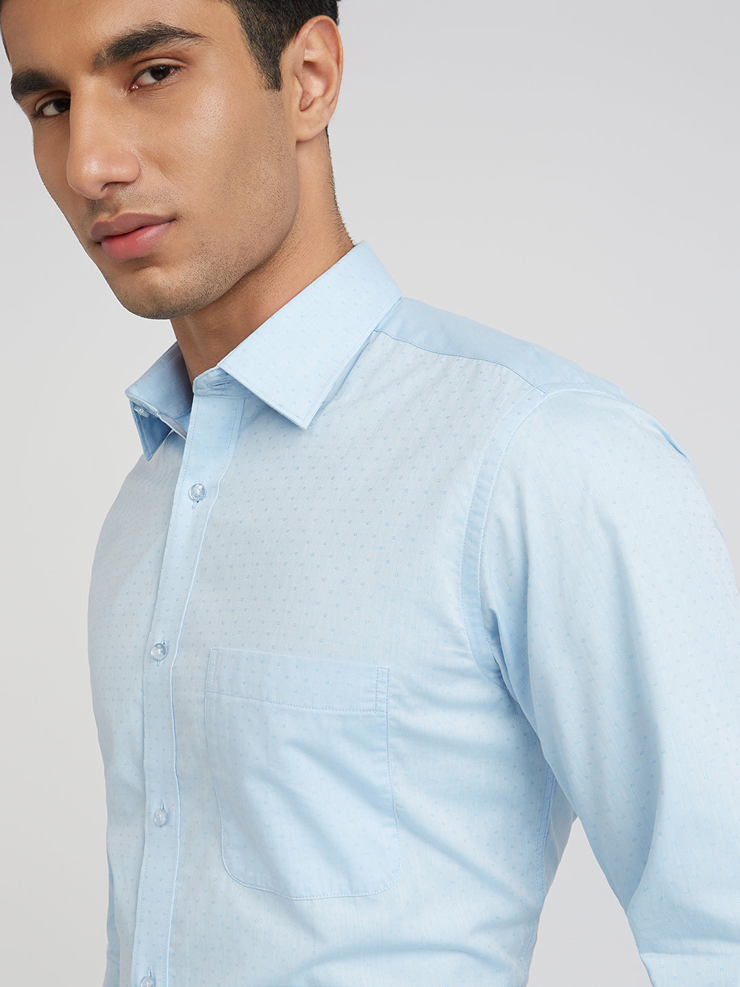Raymond Blue Structure Slim Fit Full Sleeve Cotton Shirt