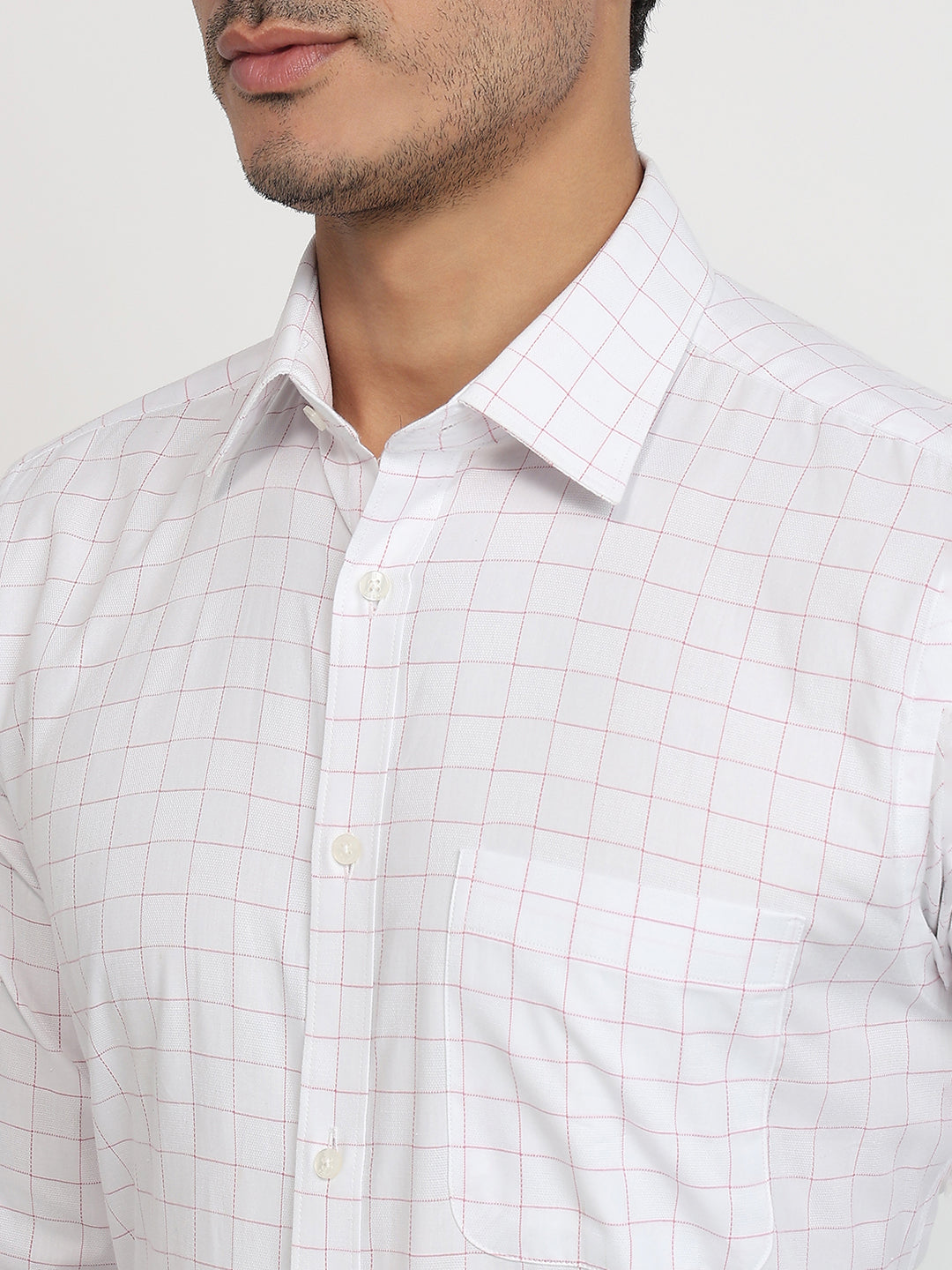 Raymond Men Red Slim Fit Checks Formal Shirt