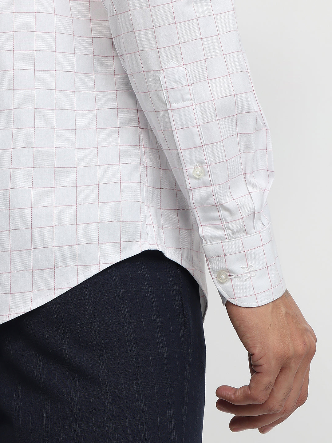 Raymond Men Red Slim Fit Checks Formal Shirt
