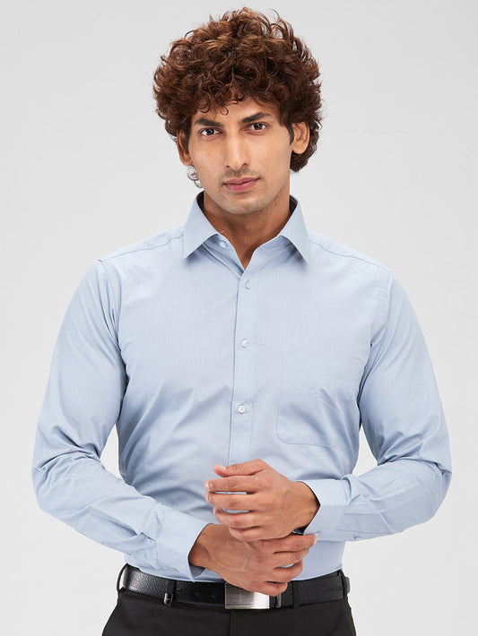 Raymond Grey Solid Slim Fit Cotton Formal Shirt