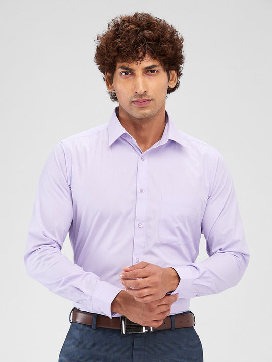 Raymond Purple Solid Slim Fit Cotton Formal Shirt