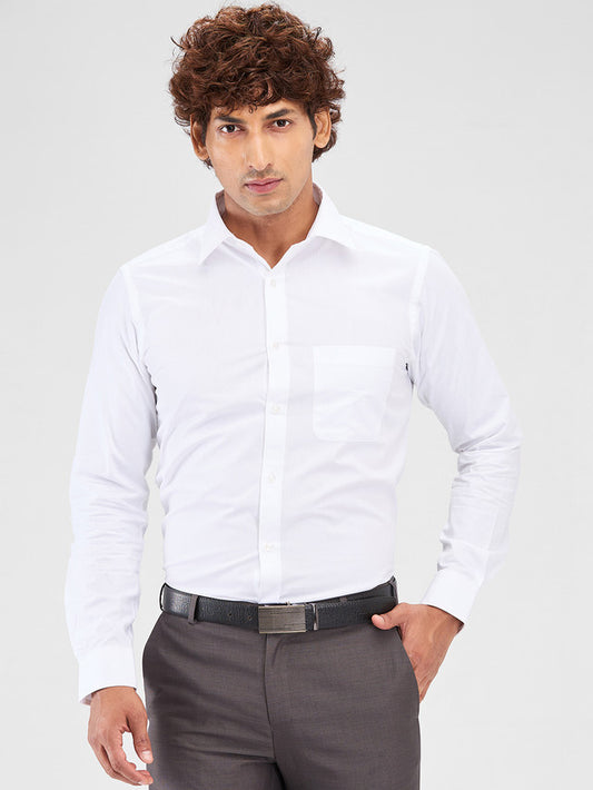 Raymond White Solid Slim Fit Cotton Formal Shirt