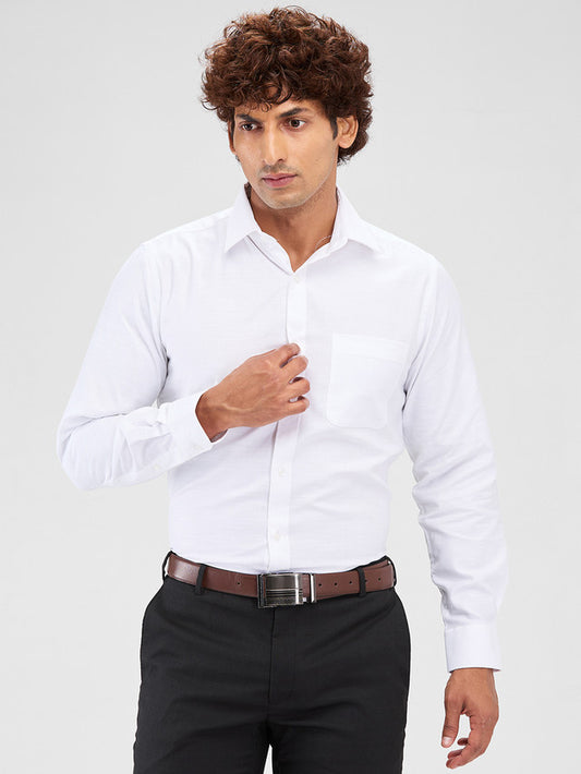 Raymond White Solid Slim Fit Cotton Formal Shirt