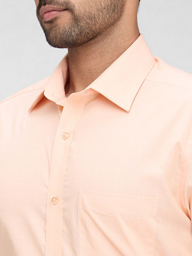 Raymond Orange Solid Slim Fit Full Sleeve Cotton Shirt