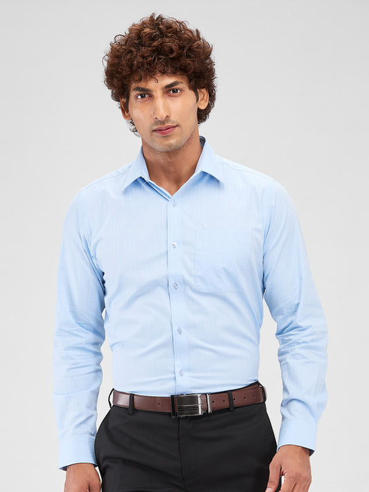 Raymond Blue Solid Slim Fit Cotton Formal Shirt