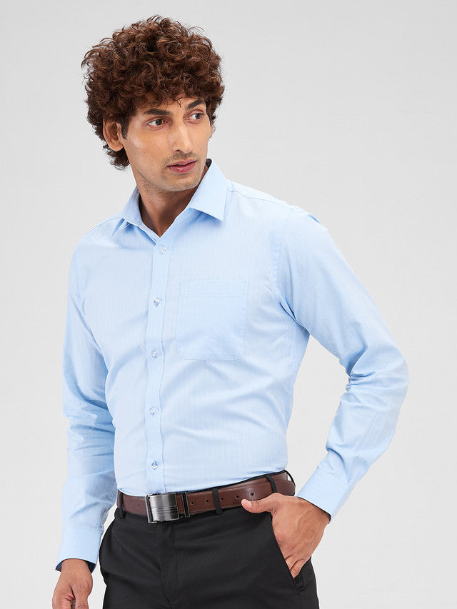 Raymond Blue Solid Slim Fit Cotton Formal Shirt – MyRaymond