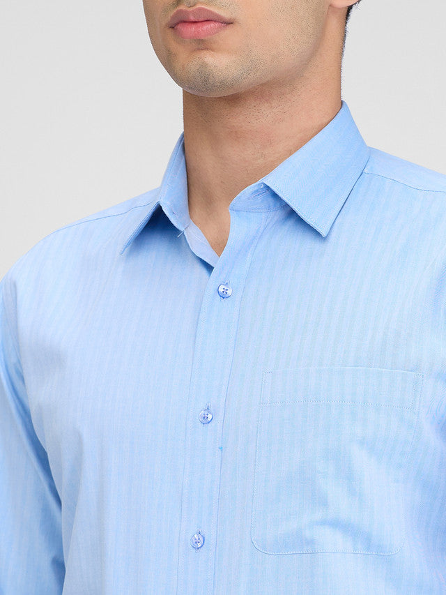 Raymond Men Blue Slim Fit Solid Formal Shirt