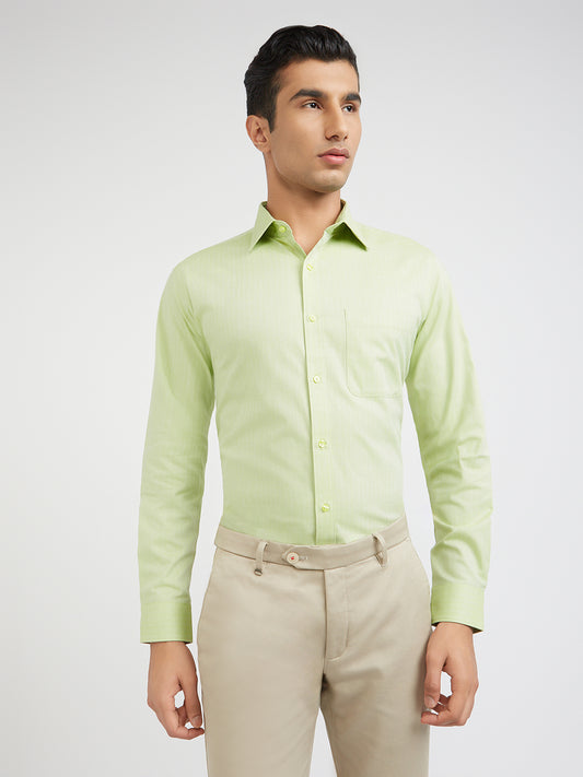 Raymond Green Solid Slim Fit Full Sleeve Cotton Shirt