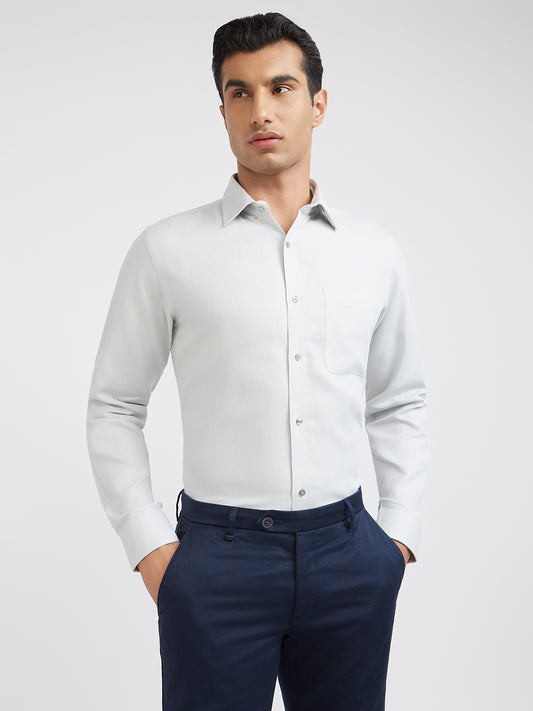 Raymond Grey Structure Slim Fit Cotton Formal Shirt