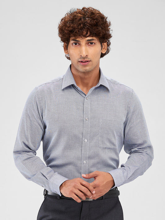 Raymond Grey Structure Slim Fit Cotton Formal Shirt