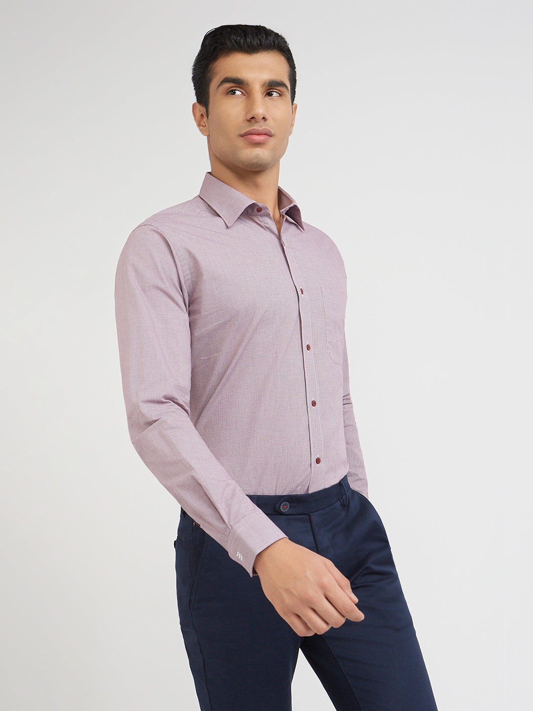 Raymond Purple Checks Slim Fit Full Sleeve Cotton Shirt