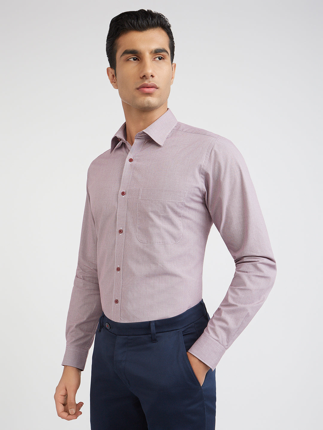 Raymond Purple Checks Slim Fit Full Sleeve Cotton Shirt
