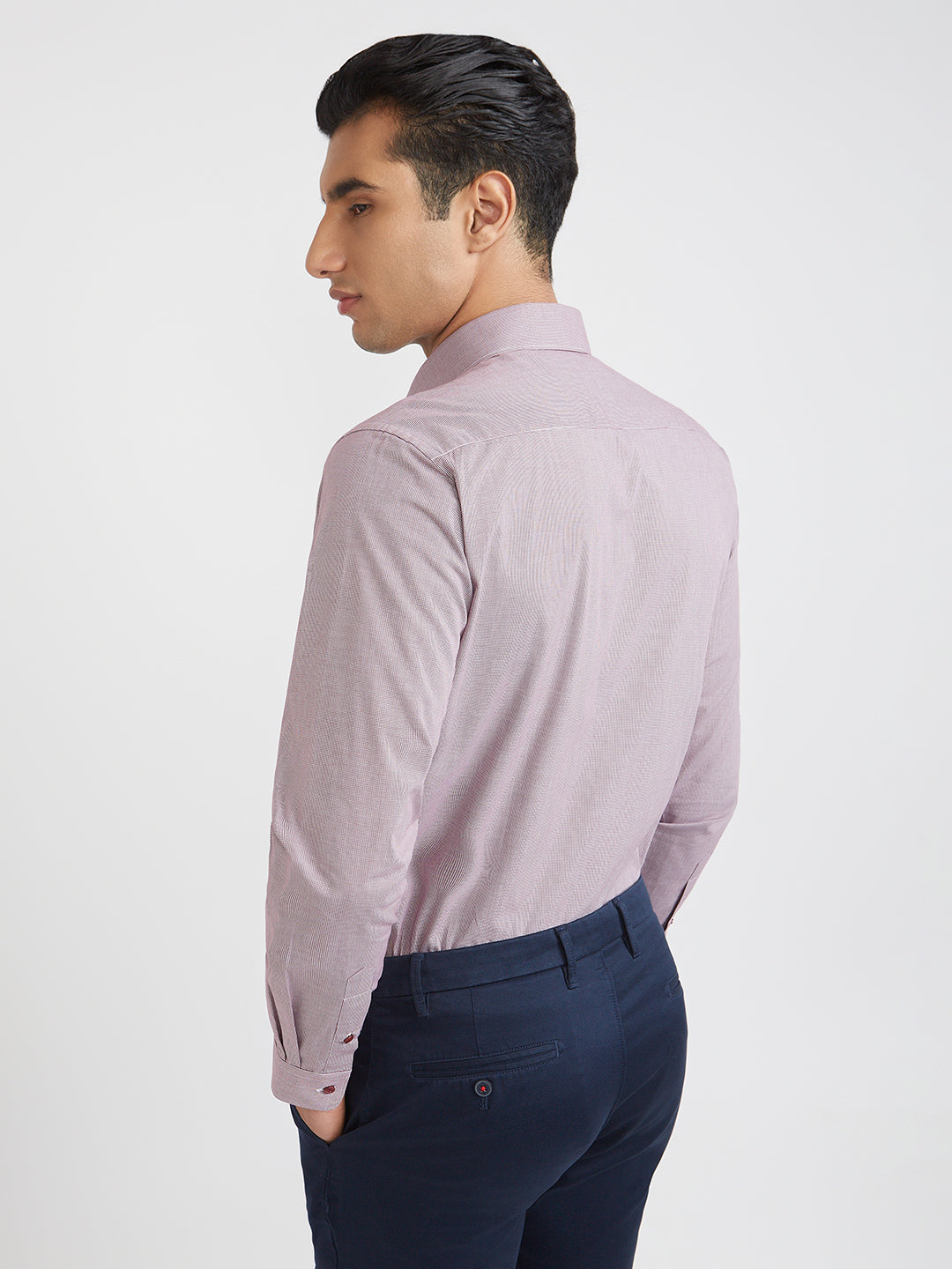 Raymond Purple Checks Slim Fit Full Sleeve Cotton Shirt
