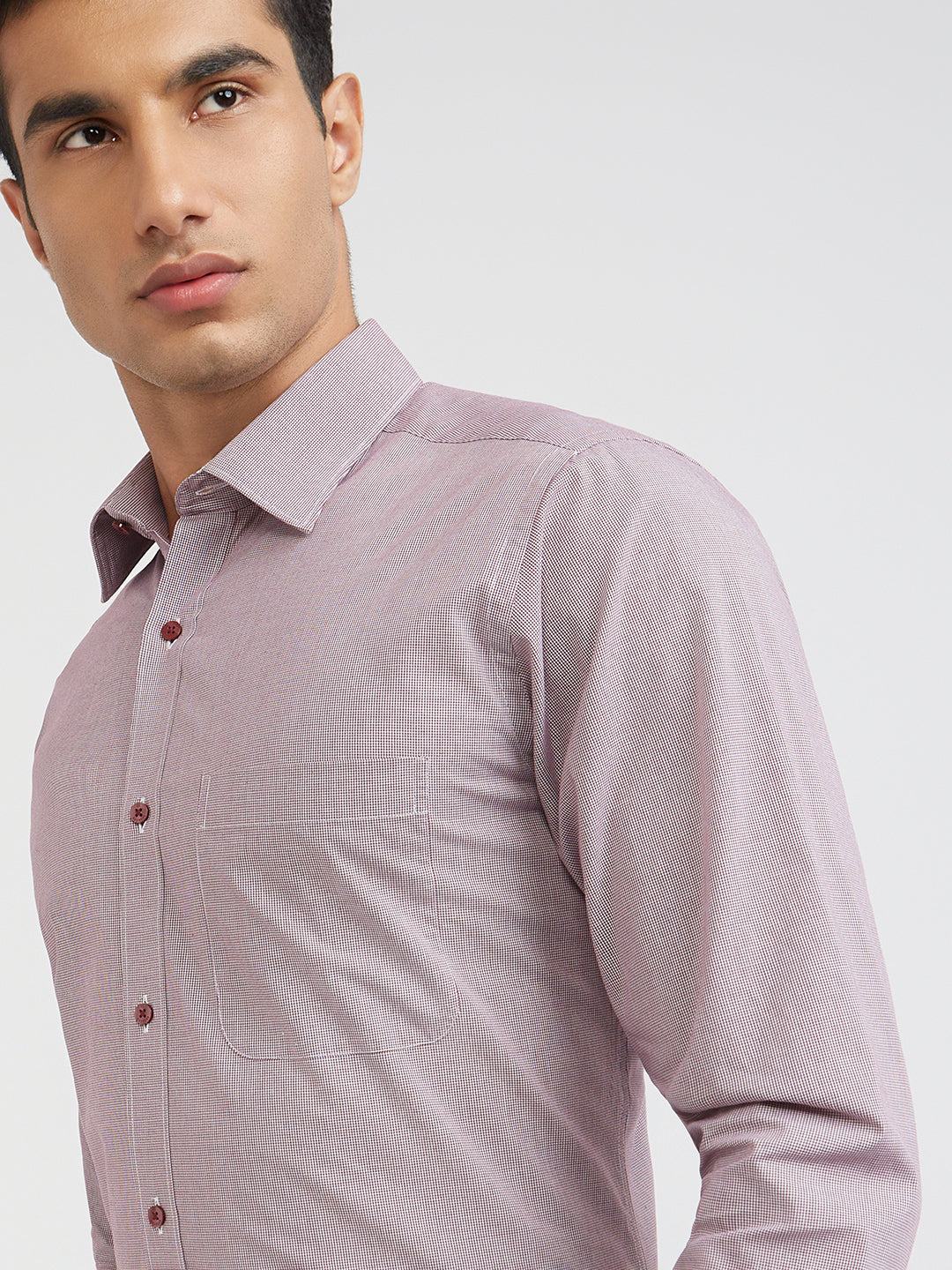 Raymond Purple Checks Slim Fit Full Sleeve Cotton Shirt