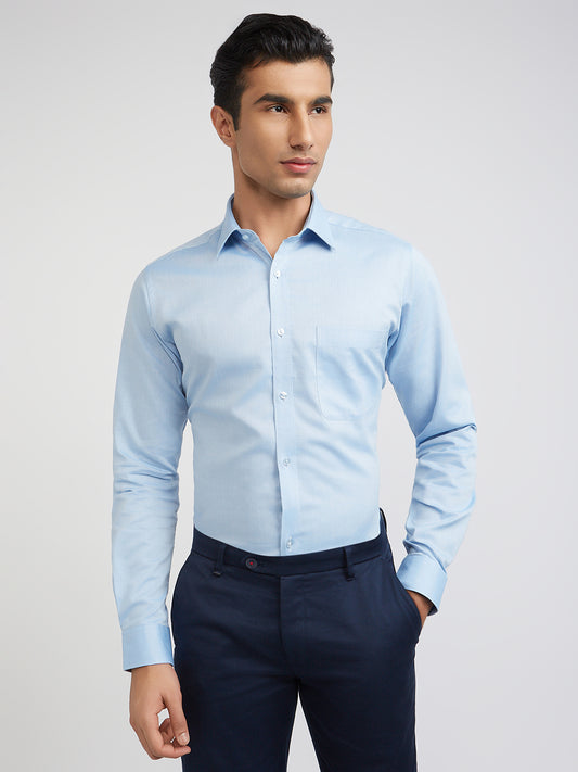 Raymond Blue Structure Slim Fit Full Sleeve Cotton Shirt