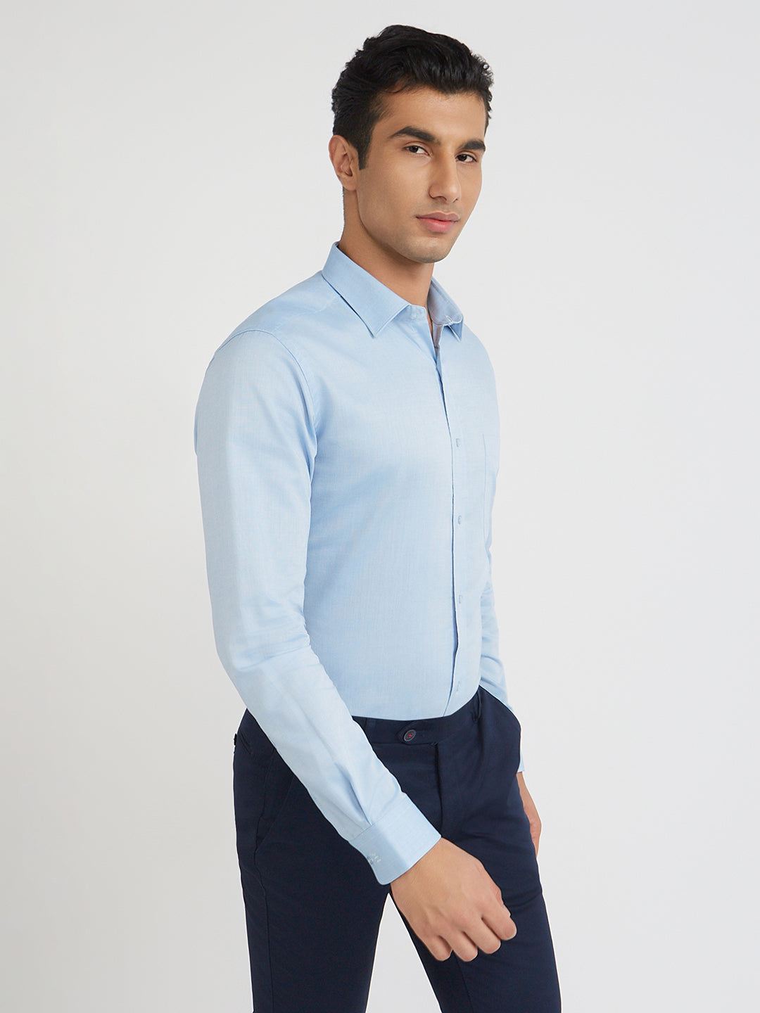 Raymond Blue Structure Slim Fit Full Sleeve Cotton Shirt