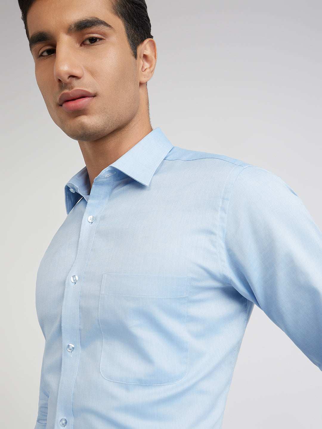 Raymond Blue Structure Slim Fit Full Sleeve Cotton Shirt