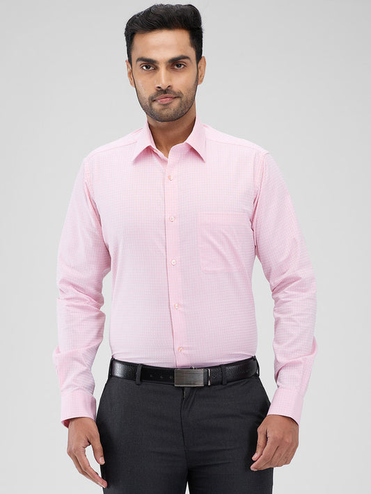 Raymond Pink Checks Slim Fit Cotton Formal Shirt