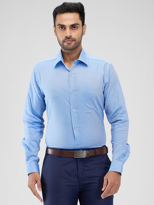 Raymond Blue Structure Slim Fit Cotton Formal Shirt