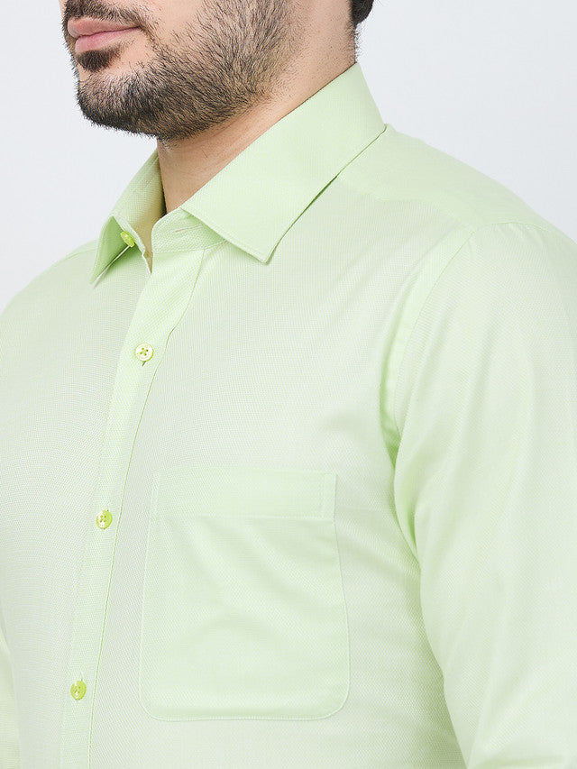 Raymond Men Green Structure Slim Fit Cotton Shirt