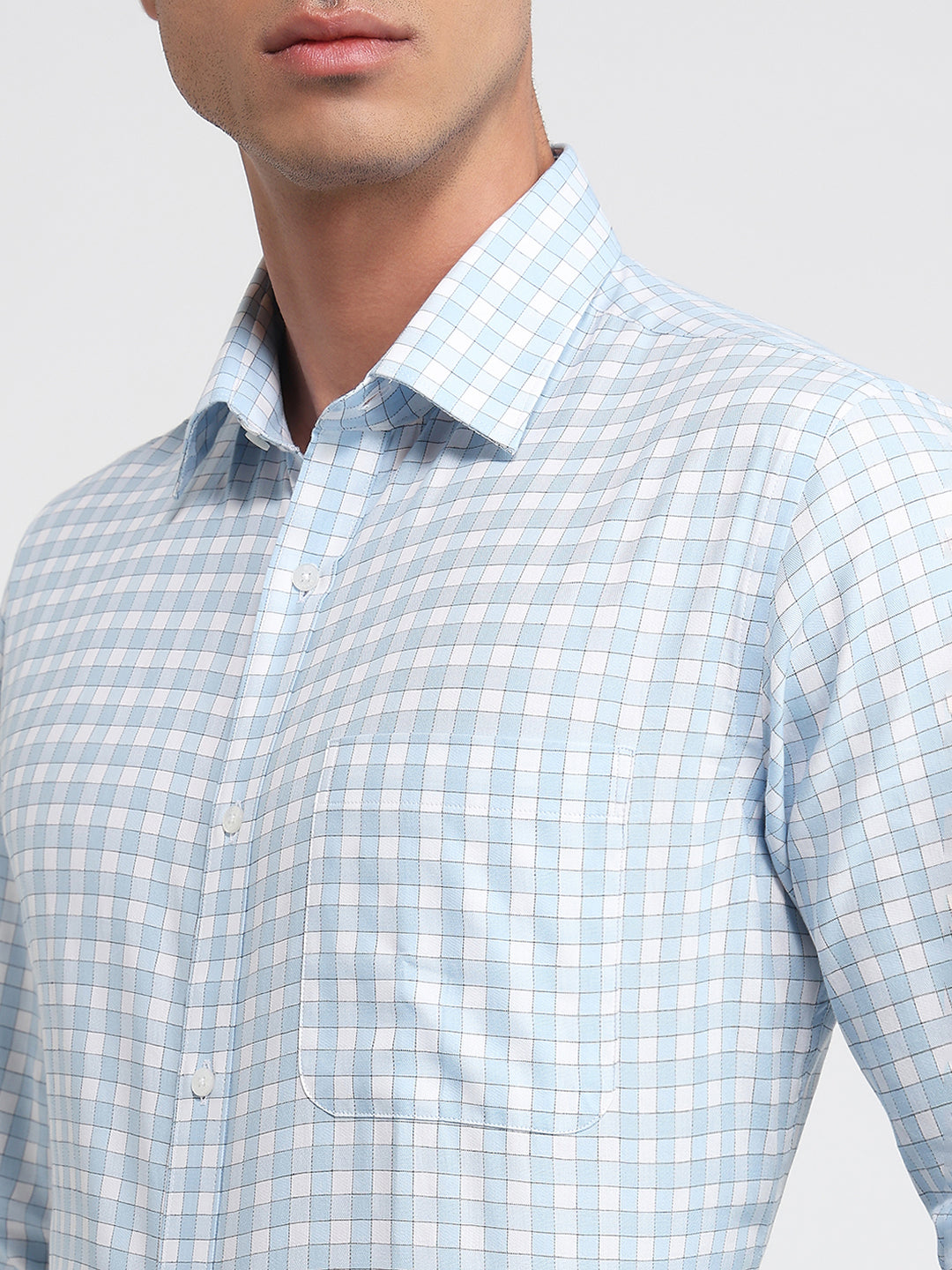 Raymond Men Blue Slim Fit Checks Formal Shirt