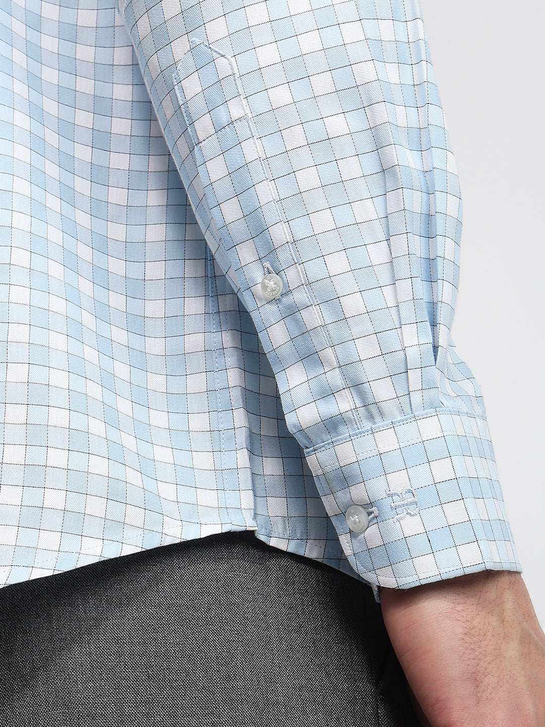 Raymond Men Blue Slim Fit Checks Formal Shirt