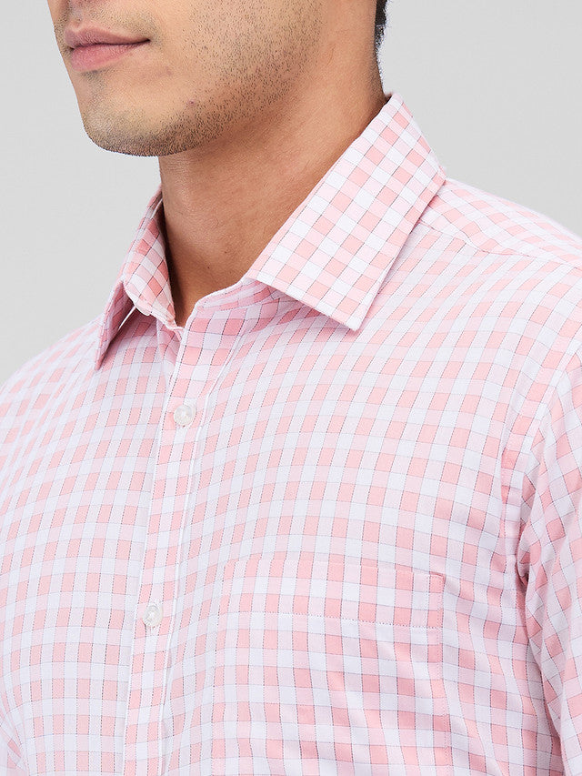 Raymond Men Red Slim Fit Checks Formal Shirt