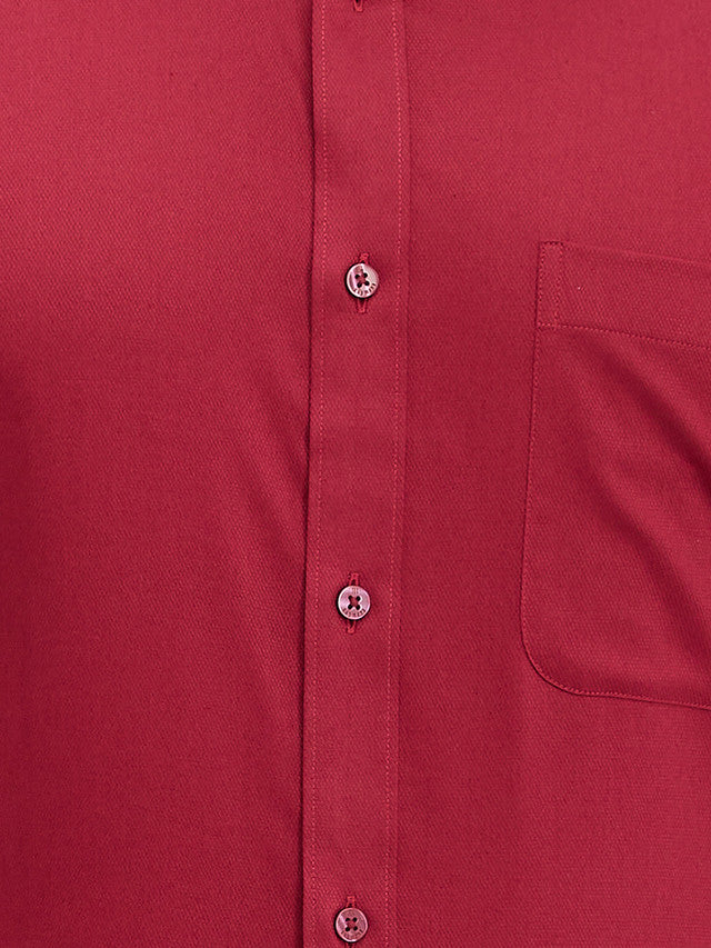 Raymond Red Solid Slim Fit Full Sleeve Cotton Shirt