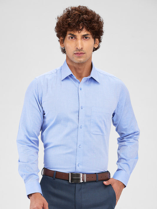 Raymond Blue Structure Slim Fit Cotton Formal Shirt