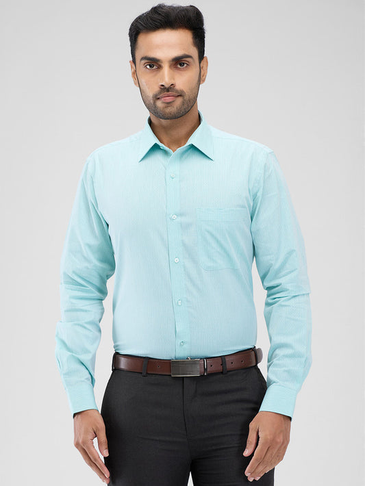 Raymond Green Stripe Slim Fit Cotton Formal Shirt