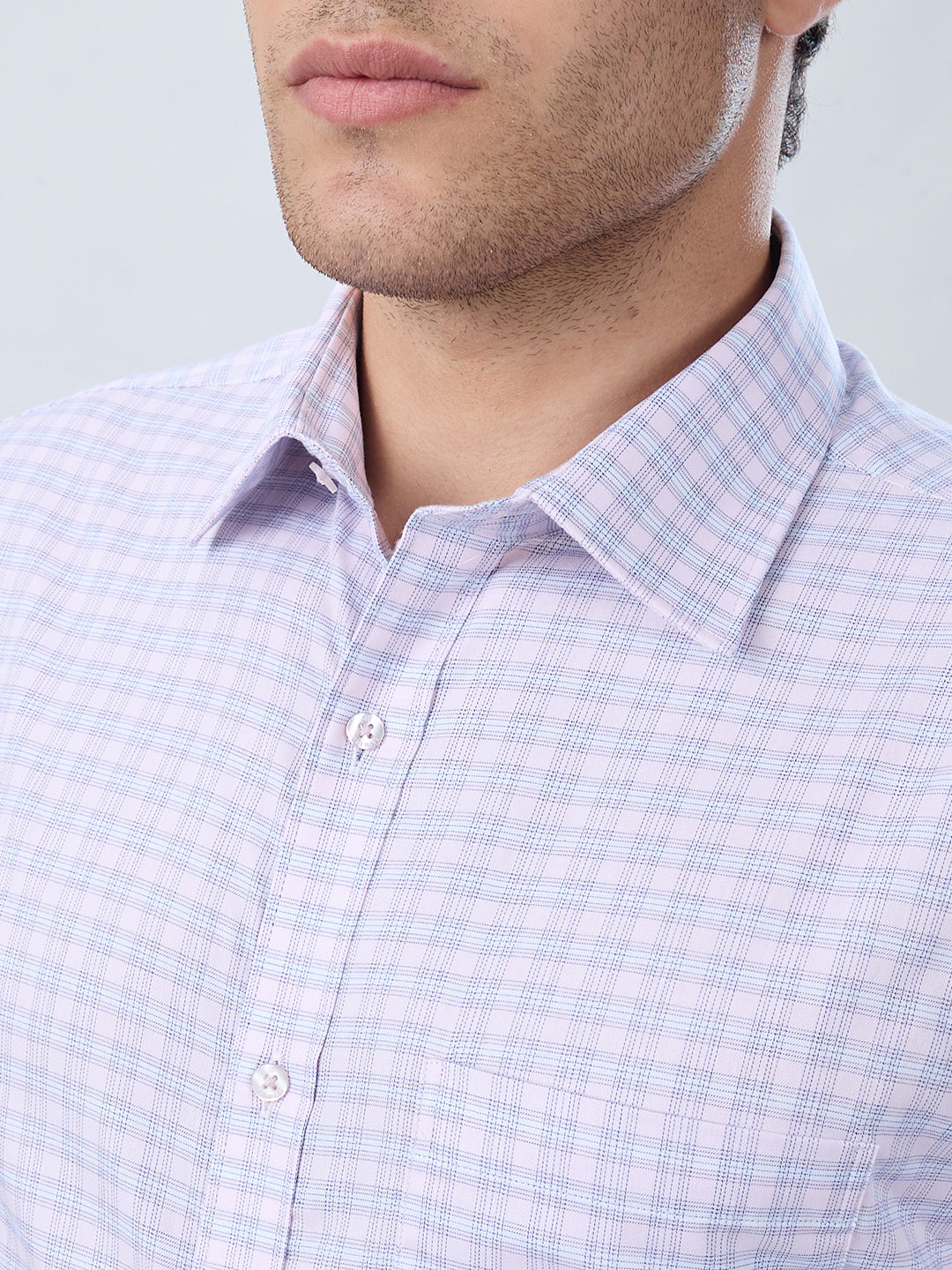Raymond Men Purple Slim Fit Checks Formal Shirt