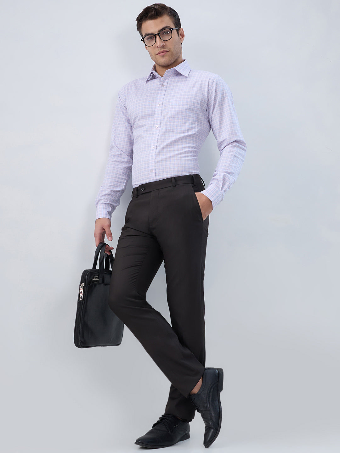 Raymond Men Purple Slim Fit Checks Formal Shirt