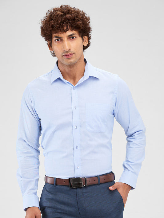 Raymond Blue Structure Slim Fit Cotton Formal Shirt