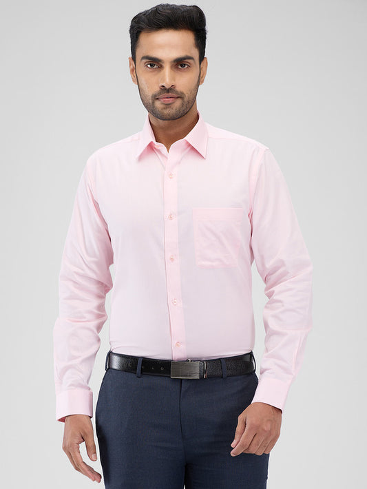 Raymond Pink Solid Slim Fit Cotton Formal Shirt