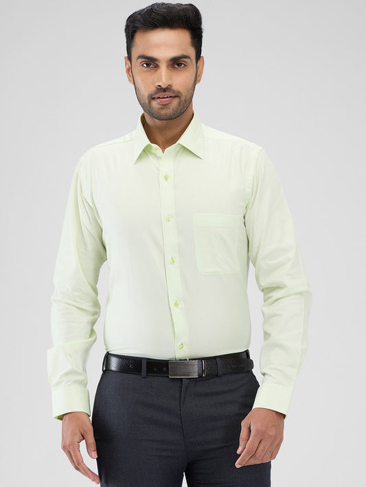 Raymond Green Solid Slim Fit Cotton Formal Shirt