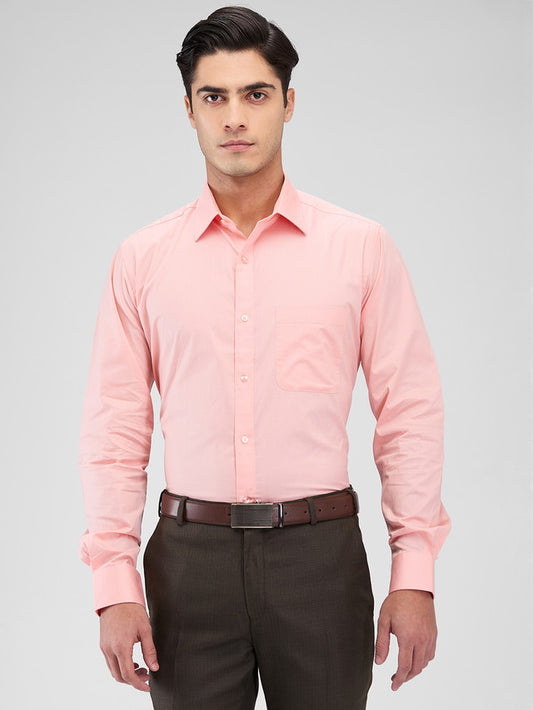 Raymond Orange Solid Slim Fit Cotton Formal Shirt