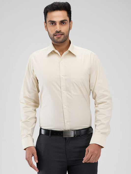 Raymond Brown Solid Slim Fit Cotton Formal Shirt