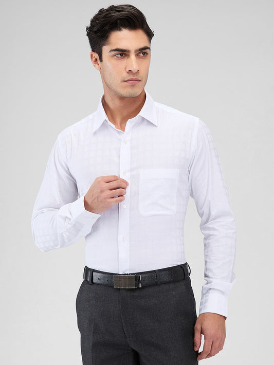 Raymond White Checks Slim Fit Cotton Formal Shirt