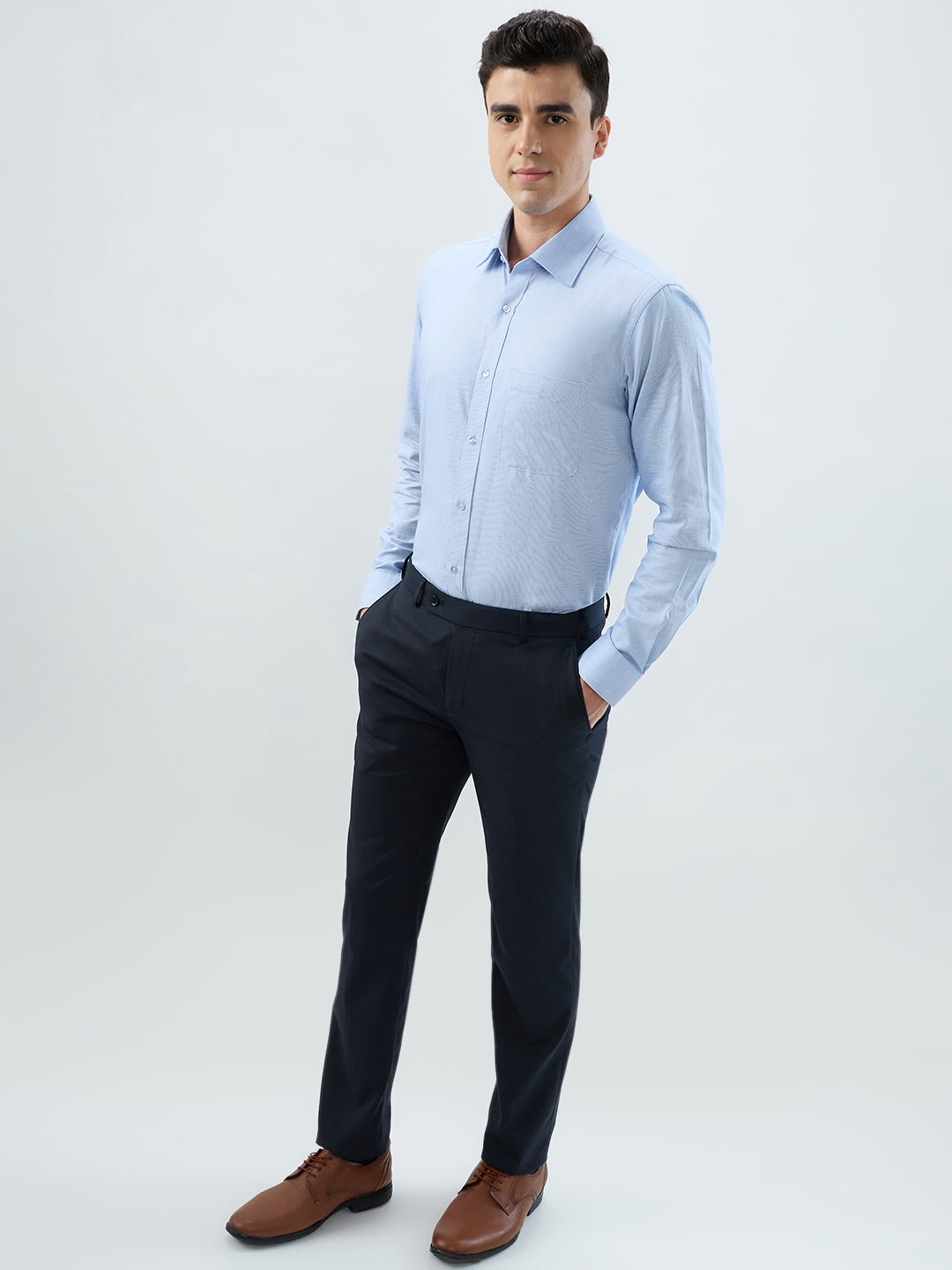 Raymond Men Blue Regular Fit Structure Formal Shirt