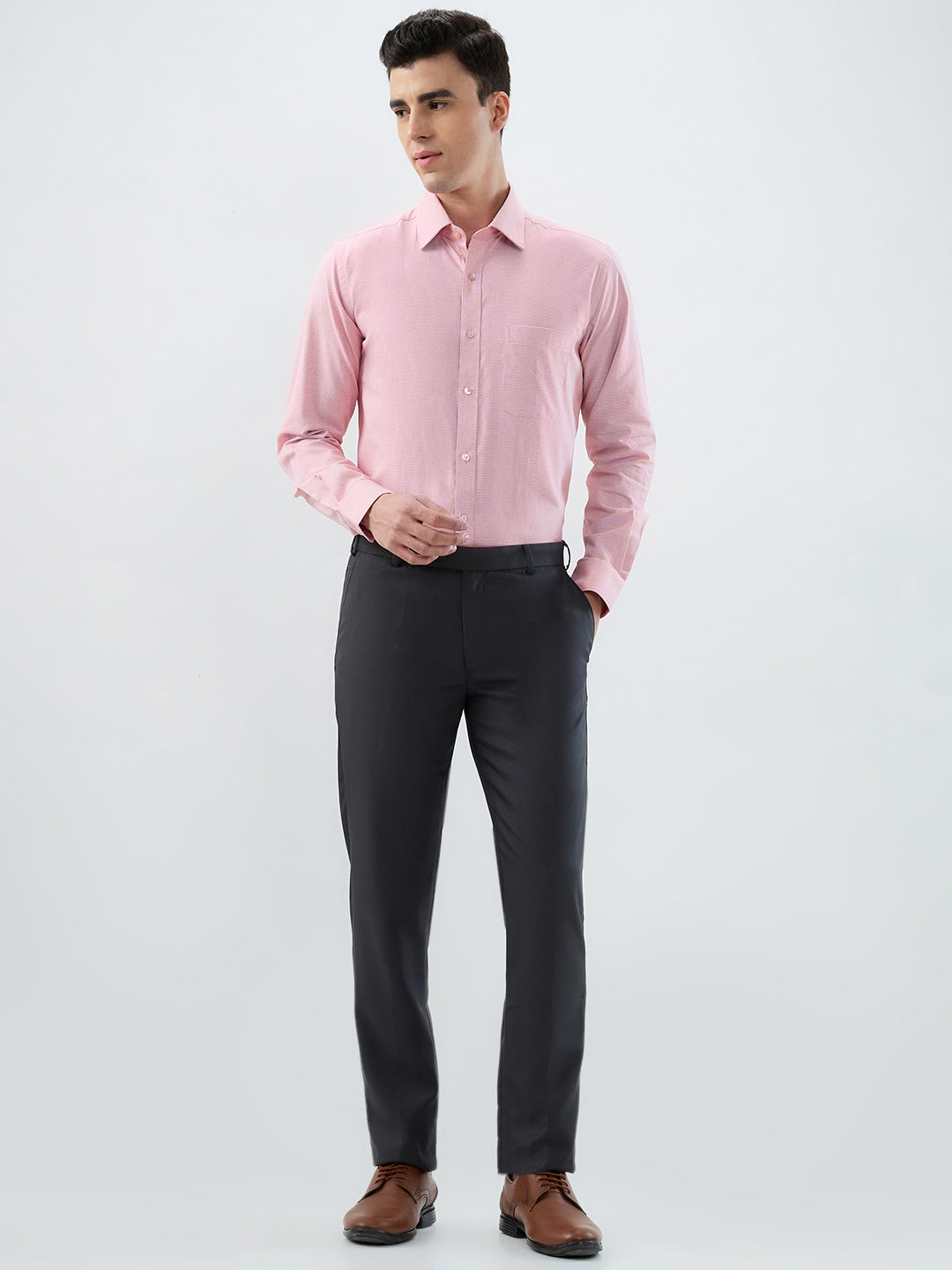 Raymond Men Red Regular Fit Structure Formal Shirt