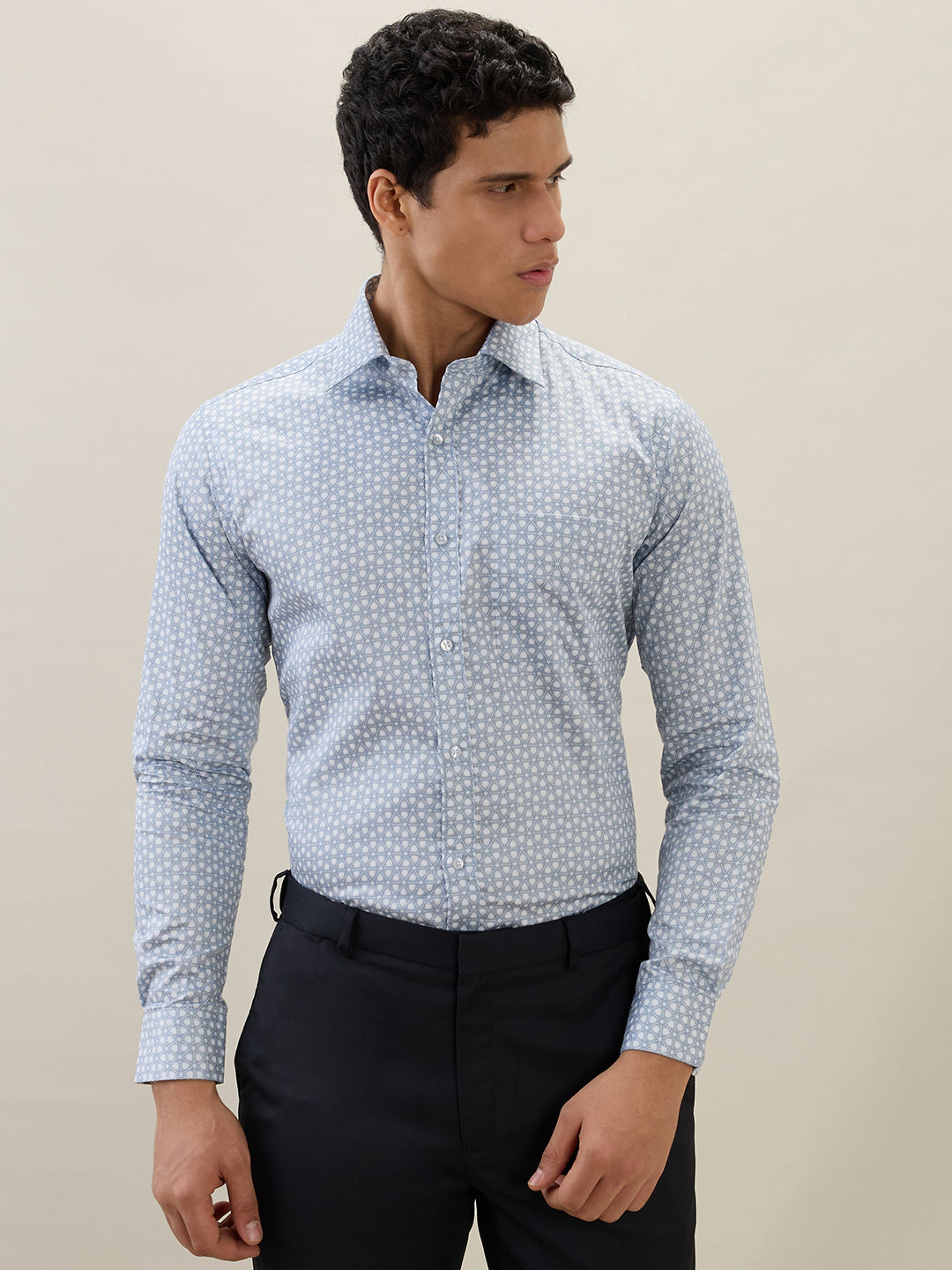 Raymond Men Blue Slim Fit Print Formal Shirt – MyRaymond