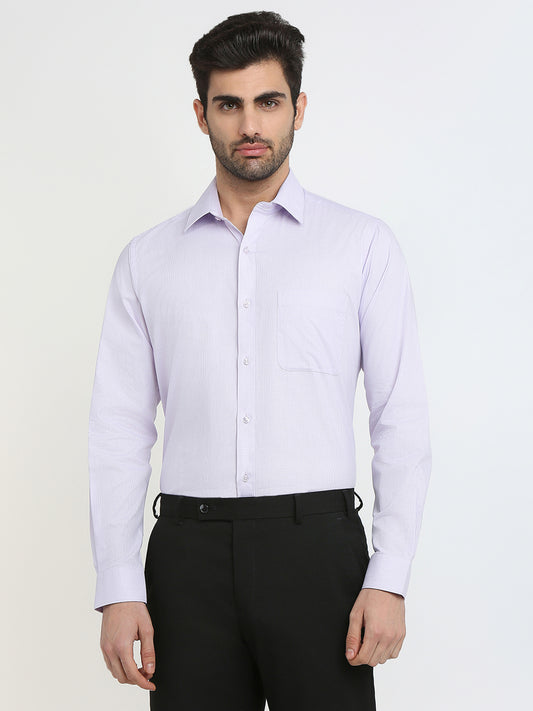 Raymond Men Purple Plain Checks Slim Fit Cotton Formal Shirt