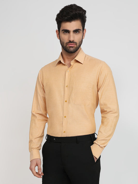 Raymond Men Orange Structure Slim Fit Cotton Formal Shirt