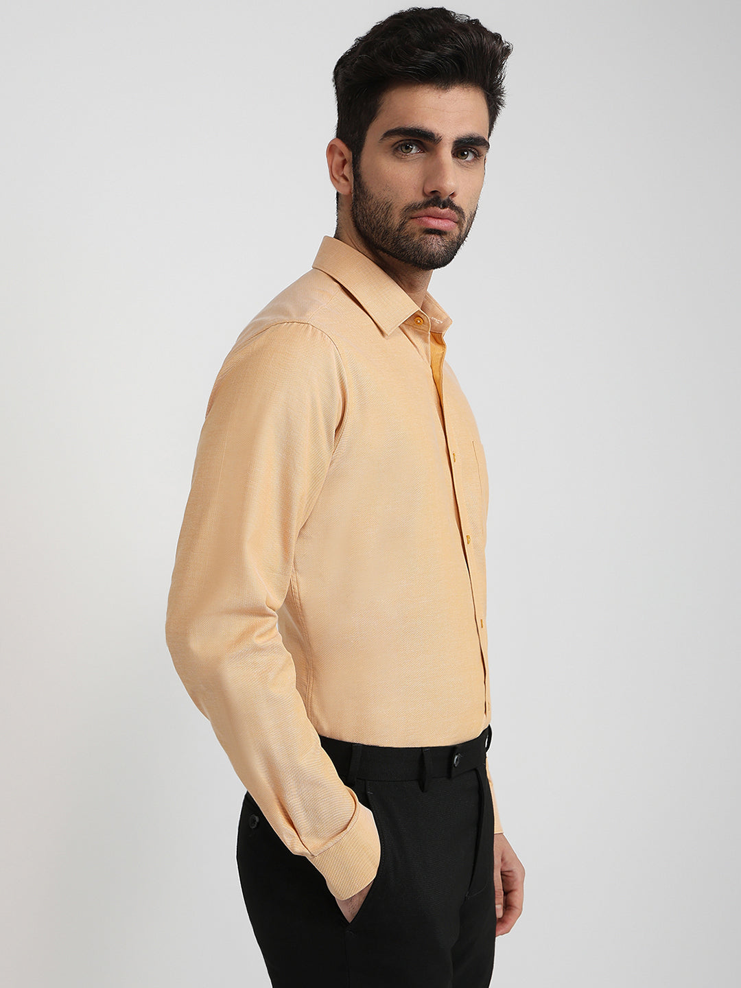 Raymond Men Orange Slim Fit Structure Formal Shirt MyRaymond Raymond Men Orange Slim Fit Structure Formal Shirt MyRaymond