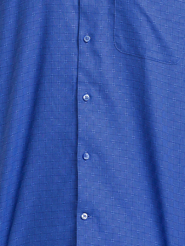 Raymond Blue Checks Contemporary Fit Cotton Formal Shirt