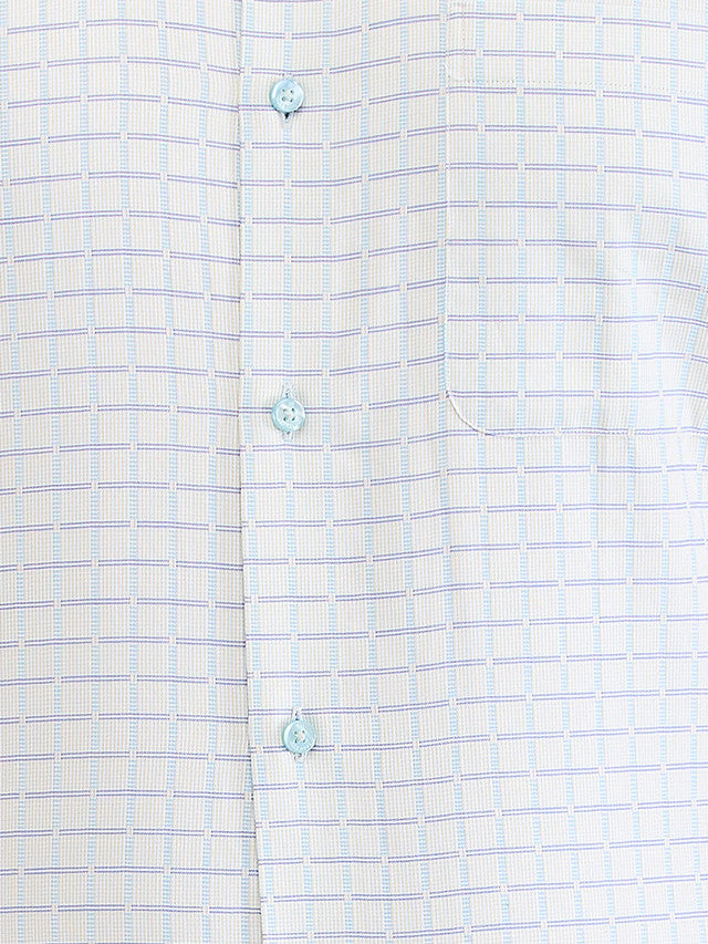 Raymond Blue Checks Contemporary Fit Cotton Formal Shirt