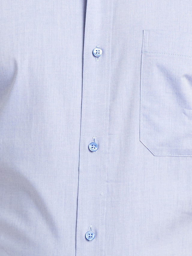 Raymond Blue Solid Contemporary Fit Cotton Formal Shirt