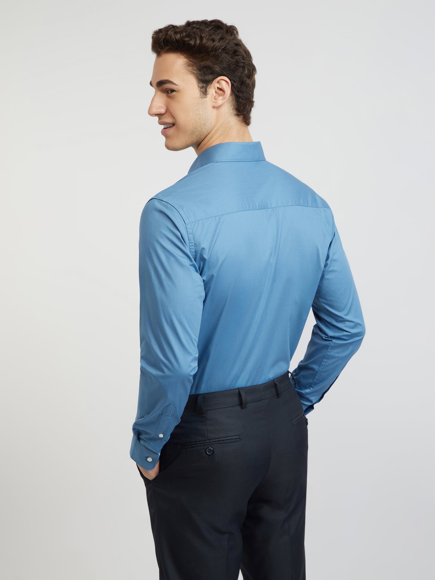 Raymond Blue Solid Regular Fit Cotton Formal Shirt