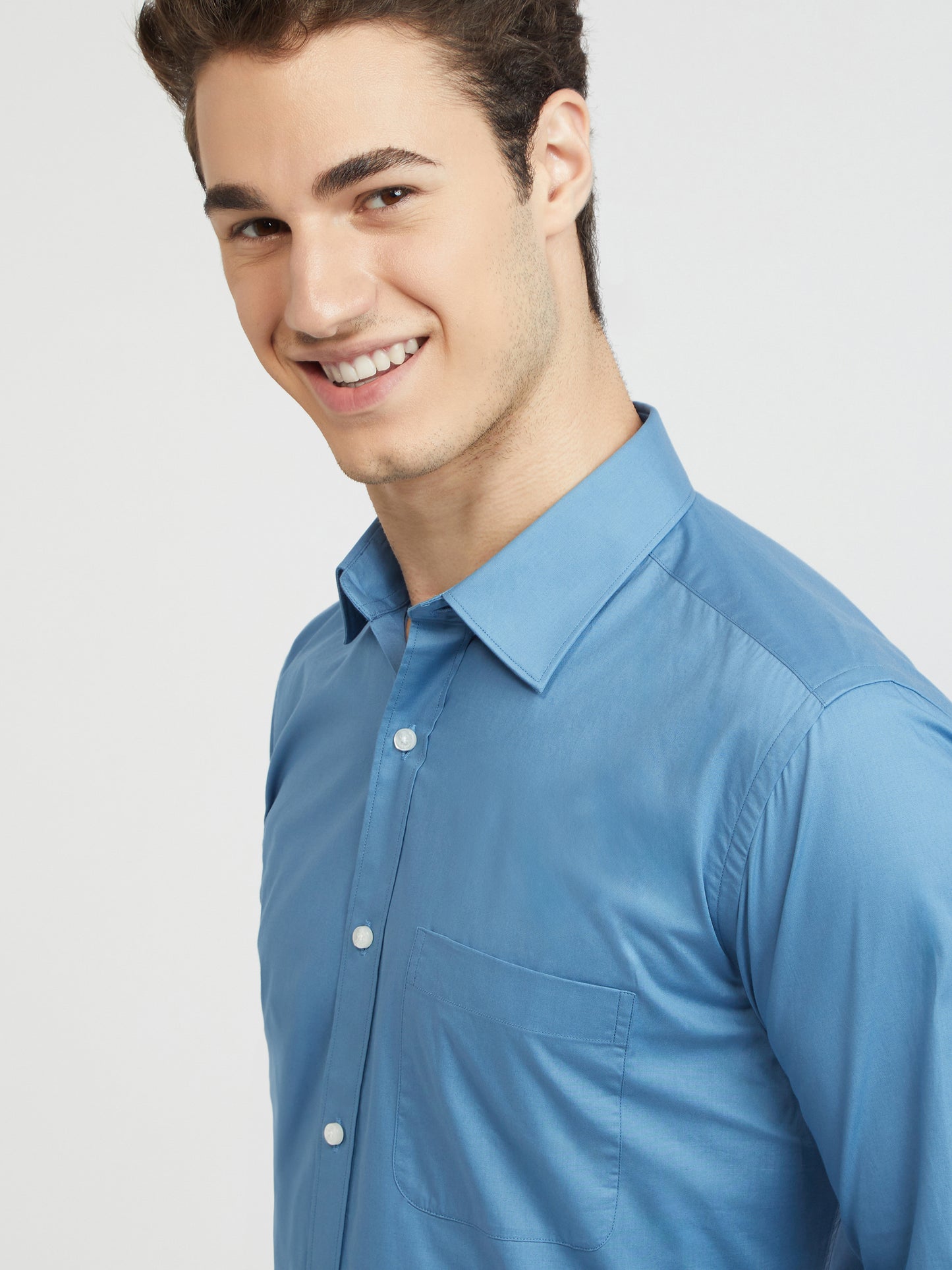 Raymond Blue Solid Regular Fit Cotton Formal Shirt